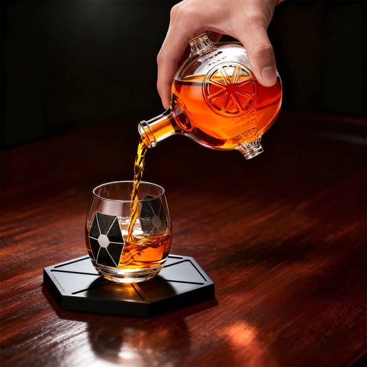 Dark Nova Interceptor Decanter Set | Handmade Glass | 17 Oz