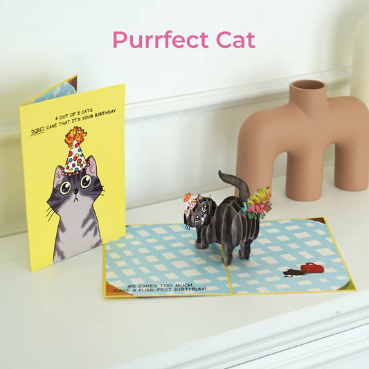 Purrfect Birthday Funny 3D Cat Greeting Card