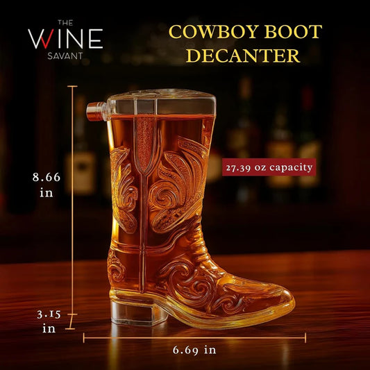 Western Cowboy Boot Whiskey Decanter 27oz