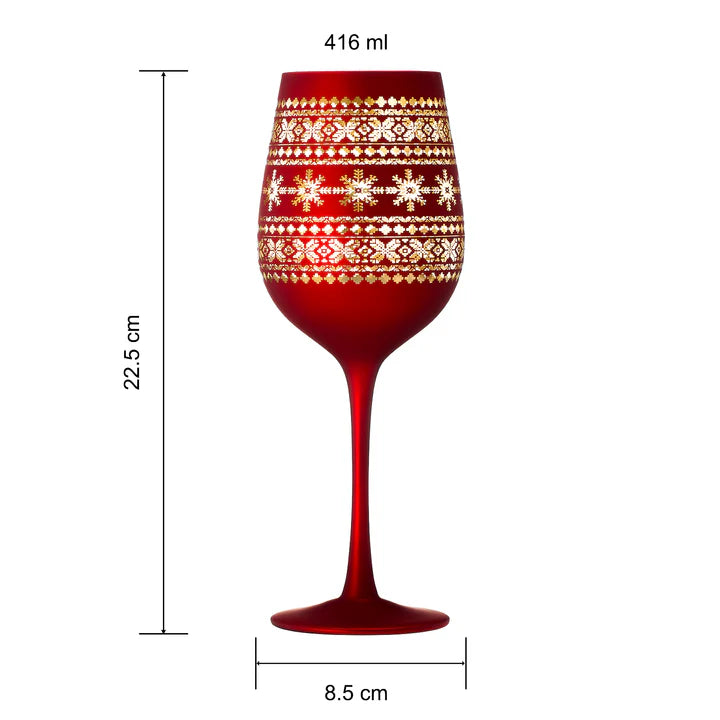 Crystal Stemmed Christmas Wine Glasses Goblets - Set of 2