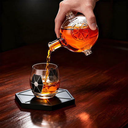 Dark Nova Interceptor Decanter Set | Handmade Glass | 17 Oz