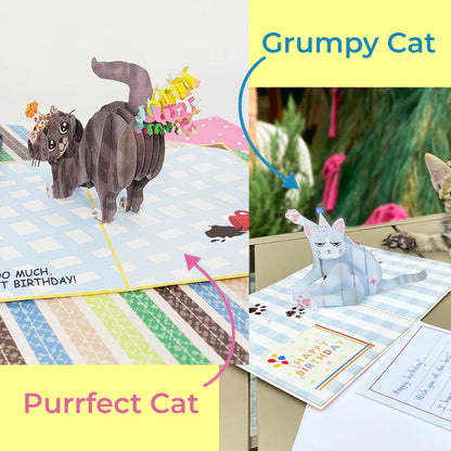Purrfect Birthday Funny 3D Cat Greeting Card