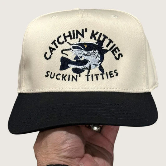 Catching Kitties Funny Fishing Hat Custom Embroidered