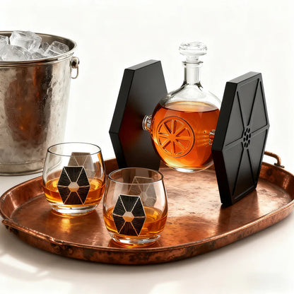 Dark Nova Interceptor Decanter Set | Handmade Glass | 17 Oz