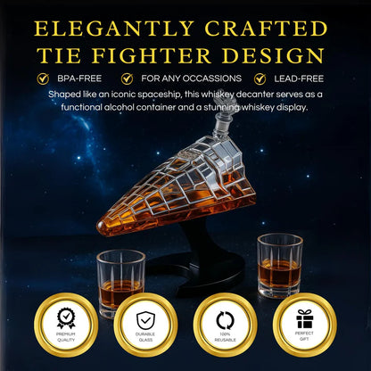 Galactic Command Cruiser Decanter Set | Handmade Glass | 17 Oz