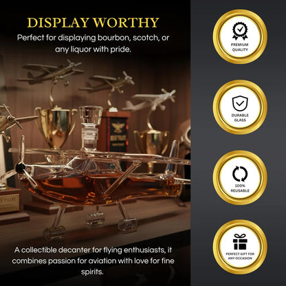 Airplane Whiskey Decanter, Cessna 172 Plane  25oz  Win & Liquor Carafe with Propeller