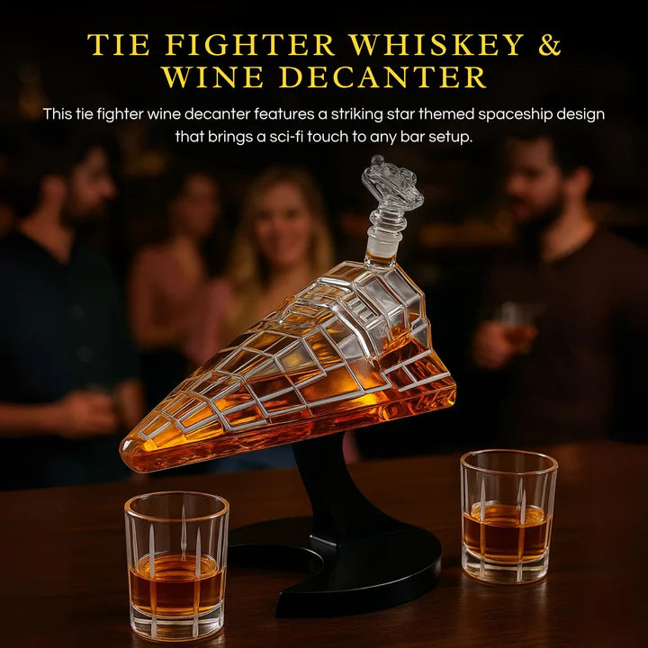 Galactic Command Cruiser Decanter Set | Handmade Glass | 17 Oz