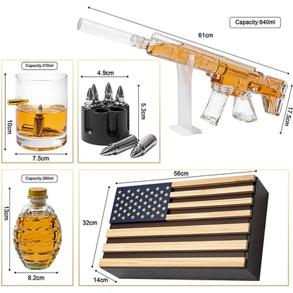 AR15 Whiskey Gun Decanter Flag Set - 1000ml