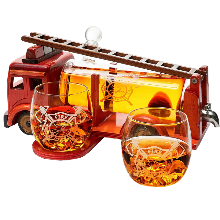 Firetruck Whiskey Decanter with Two 12 Oz