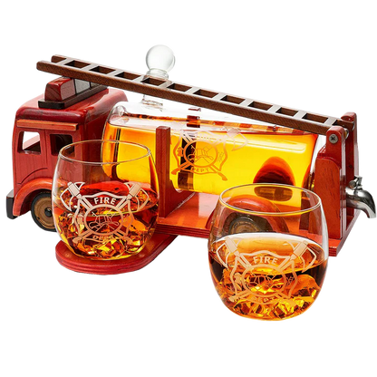 Firetruck Whiskey Decanter with Two 12 Oz