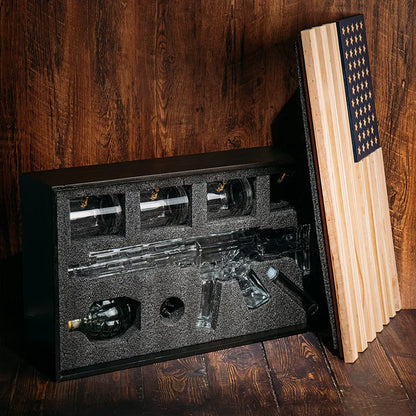 AR15 Whiskey Gun Decanter Flag Set - 1000ml