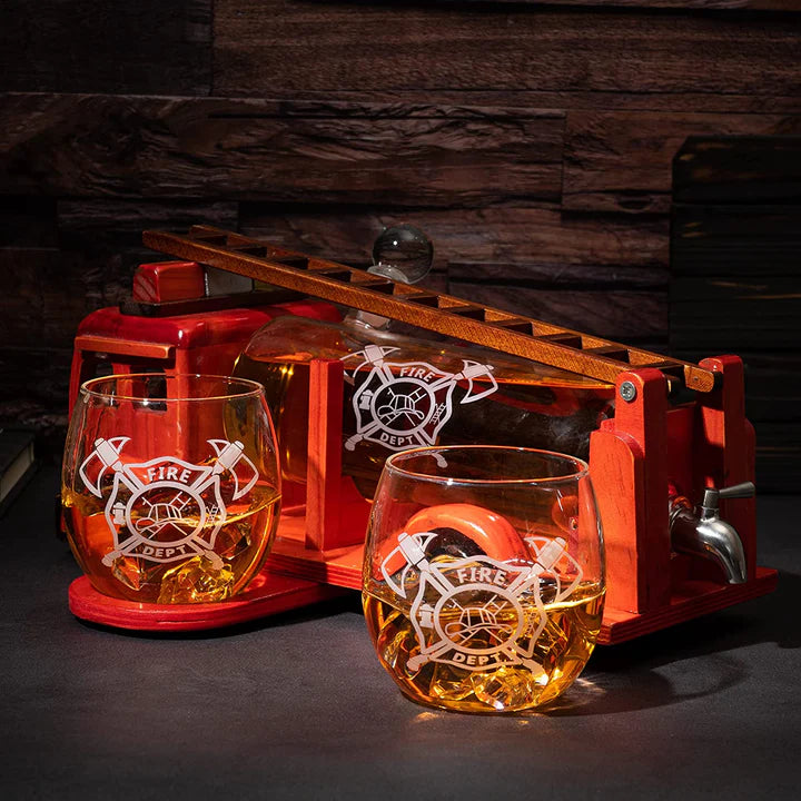 Firetruck Whiskey Decanter with Two 12 Oz