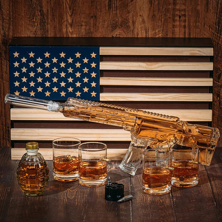 AR15 Whiskey Gun Decanter Flag Set - 1000ml