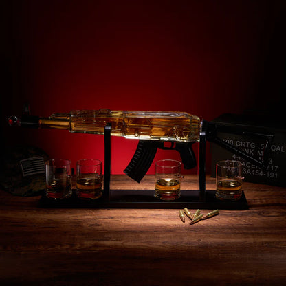 Gun Whiskey Decanter Set - Limited Edition, Silencer Stopper - 710 ml & 4 10.5oz