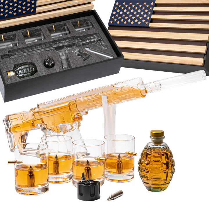 AR15 Whiskey Gun Decanter Flag Set - 1000ml