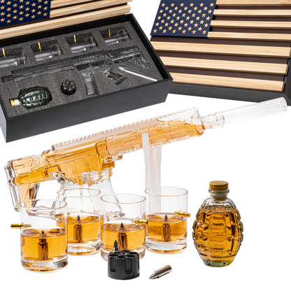 AR15 Whiskey Gun Decanter Flag Set - 1000ml