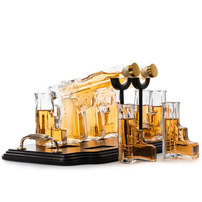 10.1 Oz Whiskey Gun Decanter Set + 2 Bullet Glasses