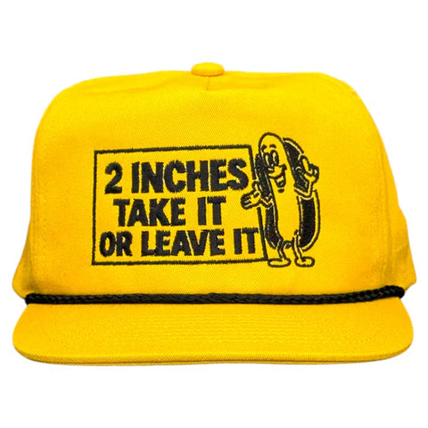 2 Inches Take Or Leave It Hotdog Rope Hat Custom Embroidered