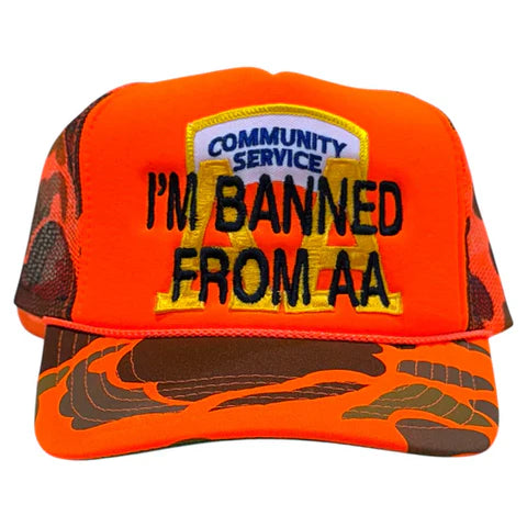 Community Service Banned From AA Hat Custom Embroidered