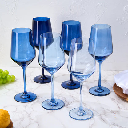 Blue Winter Christmas Wine Glasses | Set of 12 | Navy Colors