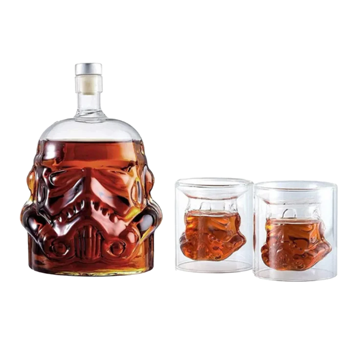 Transparent Creative Whiskey Decanter Set Bottle with 2 Wine Glasses 150ml