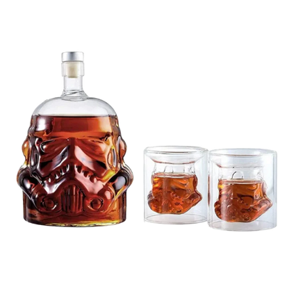Transparent Creative Whiskey Decanter Set Bottle with 2 Wine Glasses 150ml