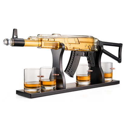 Gun Whiskey Decanter Set - Limited Edition, Silencer Stopper - 710 ml & 4 10.5oz