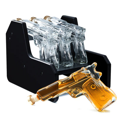 10.1 Oz Whiskey Gun Decanter Set + 2 Bullet Glasses