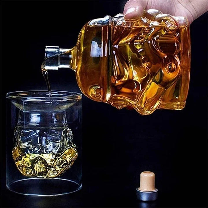 Transparent Creative Whiskey Decanter Set Bottle with 2 Wine Glasses 150ml