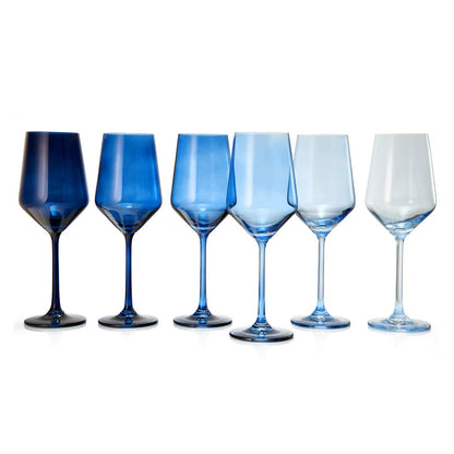 Blue Winter Christmas Wine Glasses | Set of 12 | Navy Colors