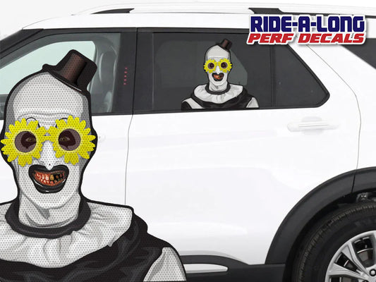 Terrifying Clown with Glasses *RIDE A LONG* Perforated Decal