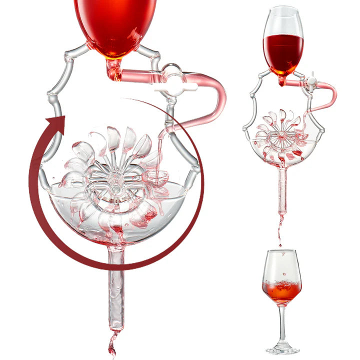 Wine Glass Wheel Decanting & Aerator Set - Moving Wheel - Upper, Middle & Lower Aerators